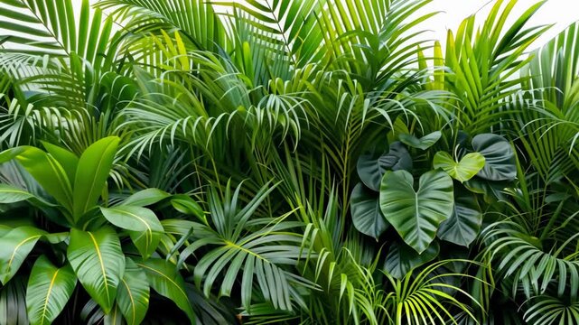 Experience the beauty of a thriving tropical landscape filled with rich, verdant foliage and various plant species that thrive in sunlight