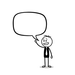Fototapeta premium Stick Figure with Speech Bubble - Expressing Ideas and Communication.