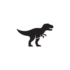 Black silhouette of tyrannosaurus rex dinosaur on transparent background