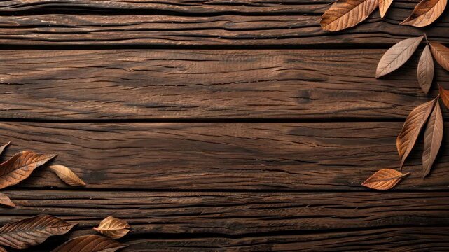 A pleasing display of dried leaves rests on a rustic wooden surface, emphasizing earthy tones and seasonal beauty