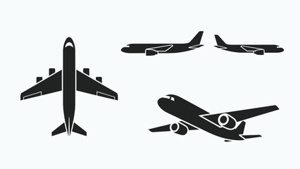 Airplane Icon Set in Flat Style for UI, Banner, Poster and Infographic