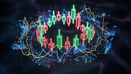 Naklejka premium Digital Stock Market Chart with Candlestick Graph and Data Analysis.
