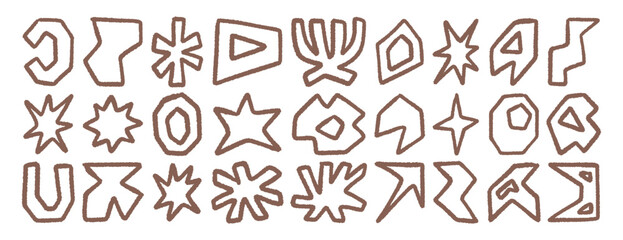 Abstract hand drawn shapes with rough brush stroke, minimal modern cutout style