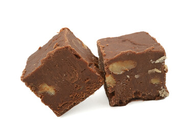 Squares of creamy homemade fudge.