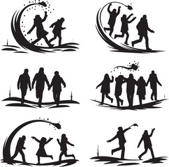 Set of Pine Tree Silhouettes