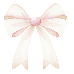 Soft watercolor pastel bow illustration for baby shower and nursery decor