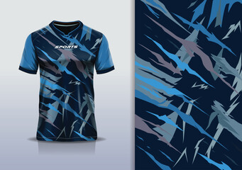 T-shirt mockup abstract texture grunge texture sport jersey design for football, soccer, racing, esports, running, blue gray black color © Nimpuna O