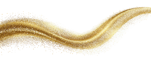 A golden, sparkling, swirling wave against a black background, with subtle shading and highlights