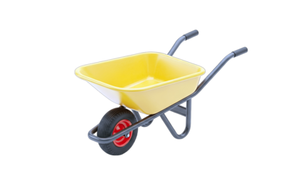 Yellow Wheelbarrow Isolated on White Background