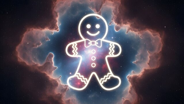 A Christmas gingerman made from cosmic nebula clouds and star dust