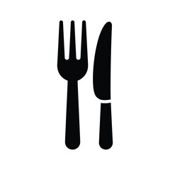 Simple black fork and knife illustration