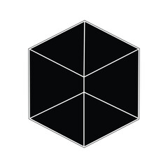 Black hexagon shape on white background