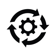 Cyclical process with gear icon