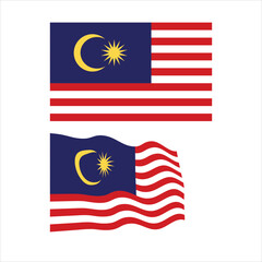 Malaysian flags displaying national symbol elements with striped pattern, crescent, and star
