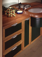 Close up of a bathroom cabinet