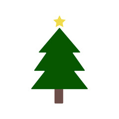 Simple Christmas Tree Icon, Minimal Holiday Tree Graphic, Festive Evergreen Symbol, Flat Christmas Decoration Illustration, Vector illustration.