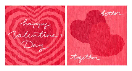 Valentine love cards with calligraphy on textile imitated background. Love card, cover, template. Vector illustration
