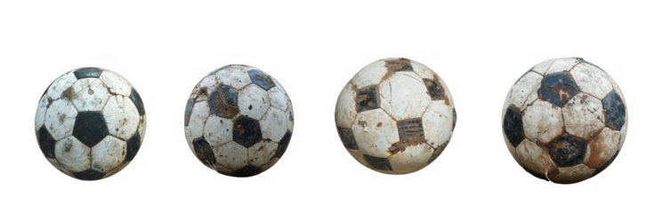 Four speckled oval bird eggs with unique patterns arranged in a row isolated on transparent background