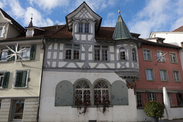 Obraz premium Switzerland St. Gallen city view on a cloudy winter day