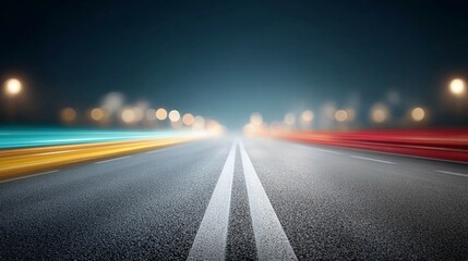 Car Lights on Highway at Night with Long Exposure