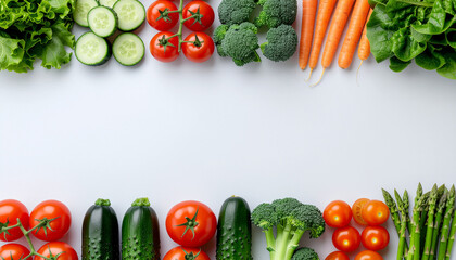 Fresh Salad Ingredients in Organized Grid Layout on Clean Neutral Background