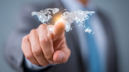 Digital Marketing Network with Global Icons on World Map