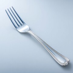 Refined Stainless Steel Fork on White Background