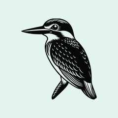 Black and white bird vector illustration isolated on white background
