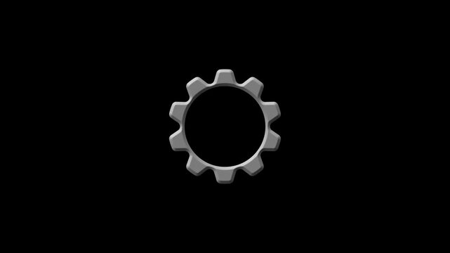 setting Icon vector illustration. Gear Sign icon or Cog settings sign for web and app, settings gear icon spinning with black background 4K.