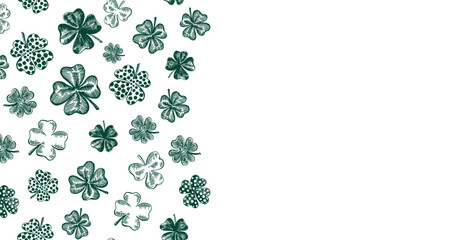 St Patricks day shamrocks garland on white background