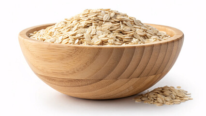 Rolled Oats in Wooden Bowl &ndash; Healthy Breakfast Oats, Organic Whole Grain, Clean Food Photography