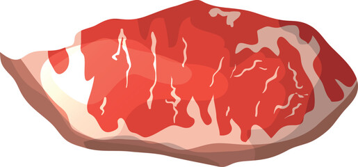 A cartoonish drawing of a piece of meat with a red and white color scheme