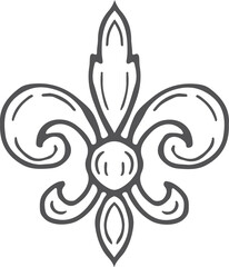 A black and white drawing of a fleur de lis © ONYXprj