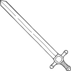 A sword is drawn in black and white