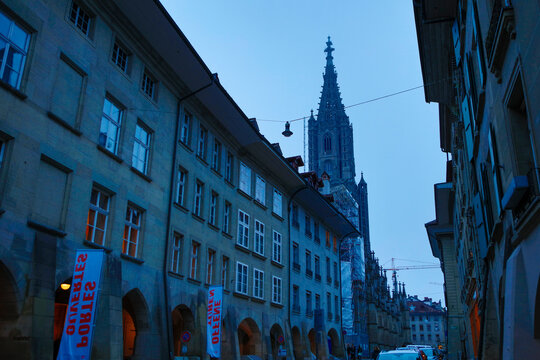 Switzerland Bern city view on a cloudy winter day