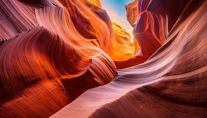 smooth sandstone walls creating a mesmerizing and colorful abstract pattern inside antelope canyon arizona illuminated by a warm inviting light