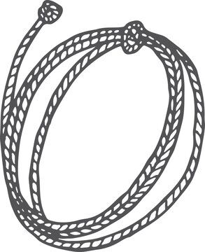 A rope is drawn in black and white