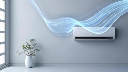 Stylish indoor setting showcases an air conditioning unit, contributing to a comfortable atmosphere while complementing modern decor