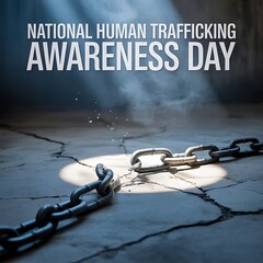 Broken Chain on Cracked Concrete Floor with Light Beam