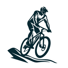 Obraz premium Dynamic Mountain Biker Silhouette Vector Illustration