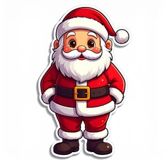 Full-body illustration of a joyful Santa Claus wearing his classic red suit.