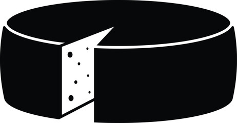 Cheese Wheel Silhouette. Black and White Icon Design Elements on Isolated White Background