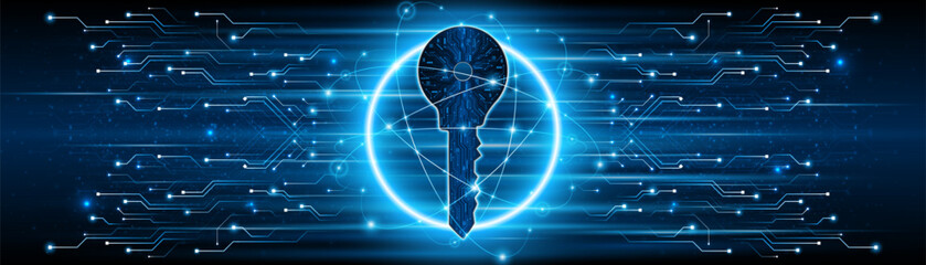 technology circuit board key icon. Cyber ​​data security and privacy concept. modern technology innovation concept background	