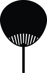 Hand Fan Silhouette. Black and White Icon Design Elements on Isolated White Background