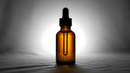 "luxury essential oil bottle mockup, amber glass with dropper, placed on a soft cloth background with minimal lighting to create a serene, calming effect--v 6.1 --ar 16:9 --q 2"