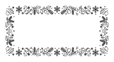 Charming Hand Drawn Doodle Style Winter Holiday Border Design