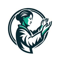 Martial Arts Woman Vector Logo Emblem