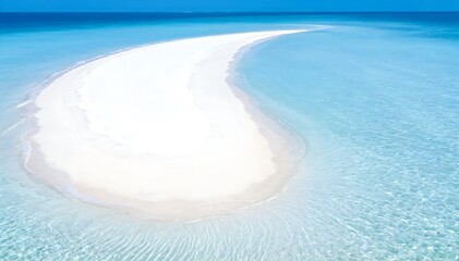 Untouched beauty of a dazzling white sand cay in tranquil ocean waters