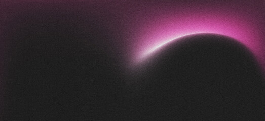 Abstract Pink Solar Eclipse on Dark Grainy Texture, Modern Space Background