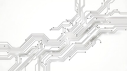 Abstract white circuit board lines on bright background 